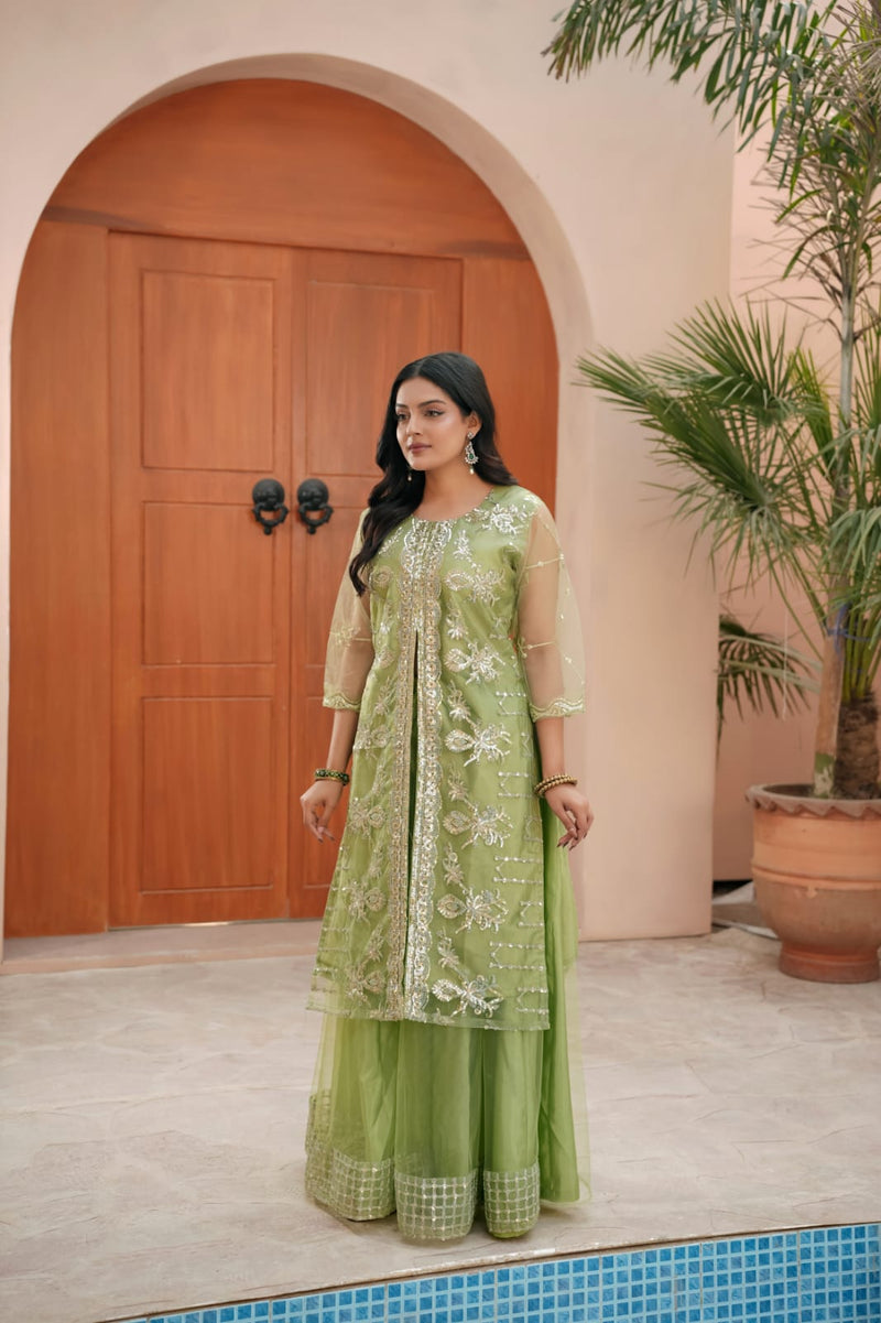 ZAITUNI CHARM (A0018) - Embroidered Net with Sequence Lehnga Set