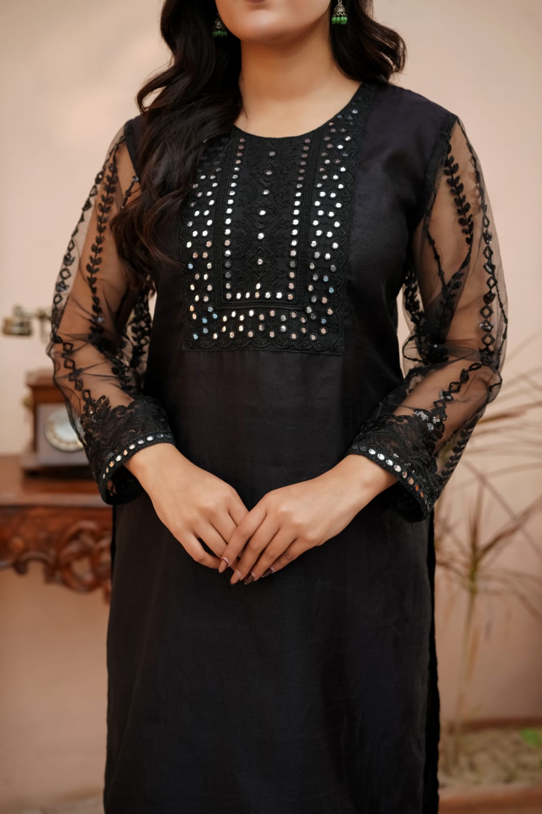 Abnus Charm | Embroidered Cotton Net 2-Piece