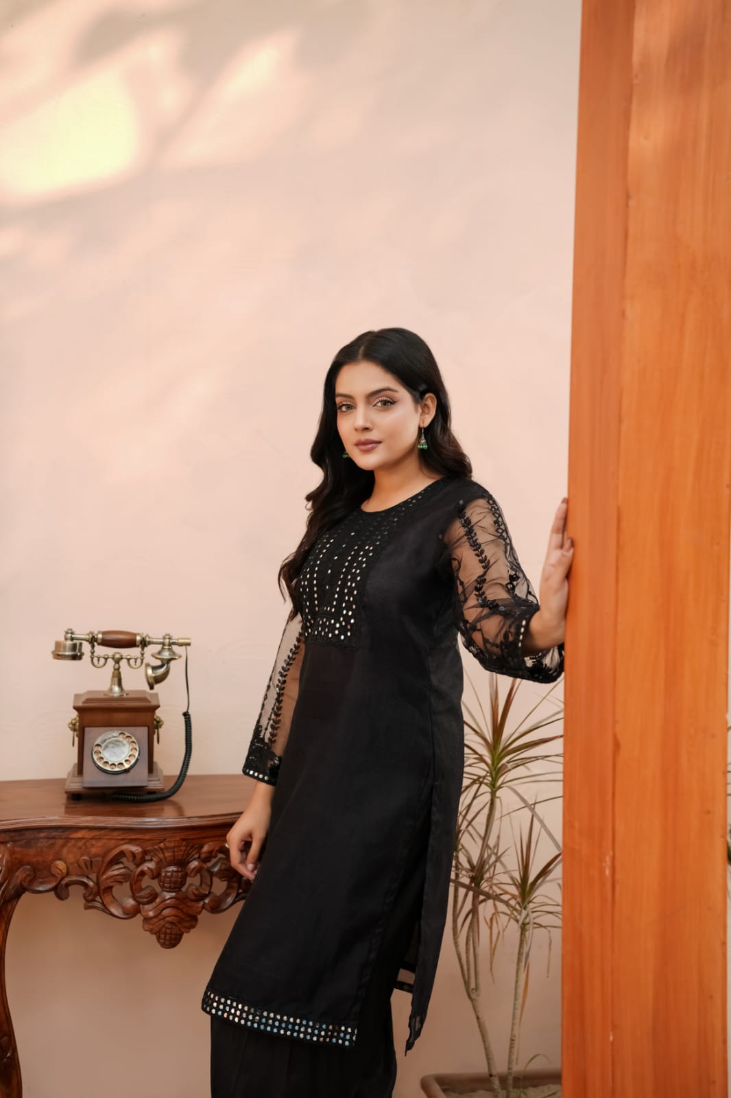 Abnus Charm | Embroidered Cotton Net 2-Piece
