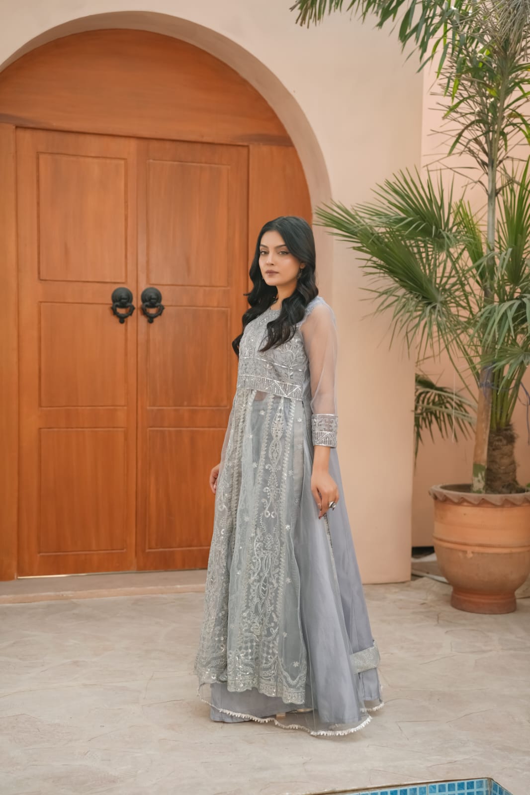 Dhoomil Charm | Heavy Embroidered Net 2-Piece