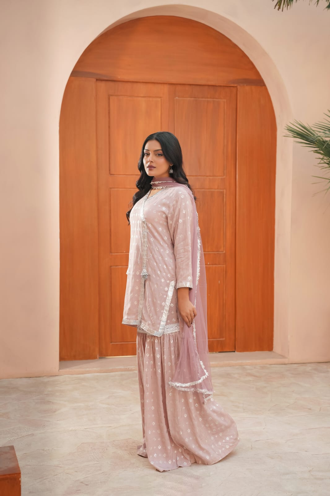 Gulfam Charm | Silk Block Print & Net 3-Piece