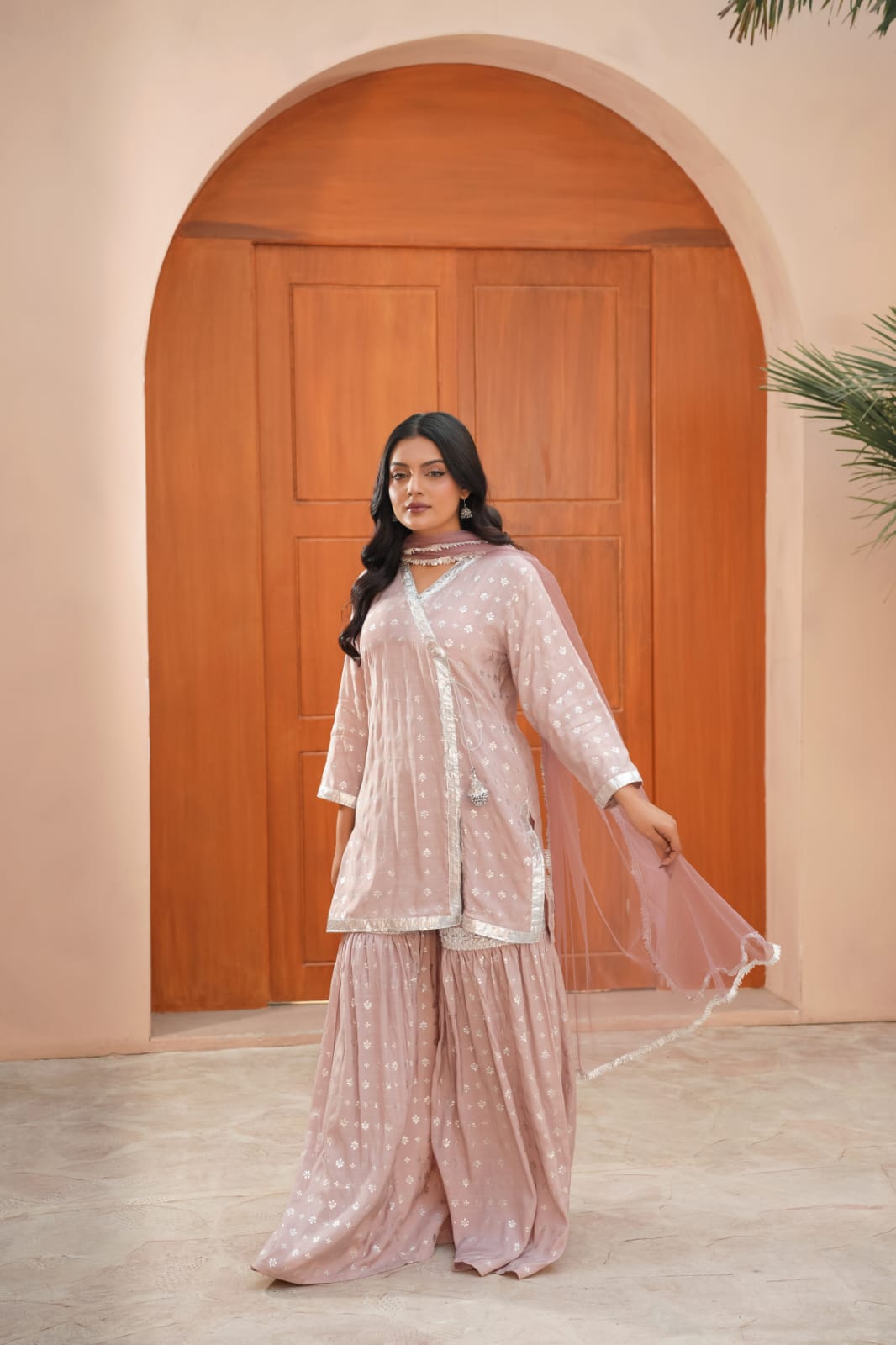 Gulfam Charm | Silk Block Print & Net 3-Piece
