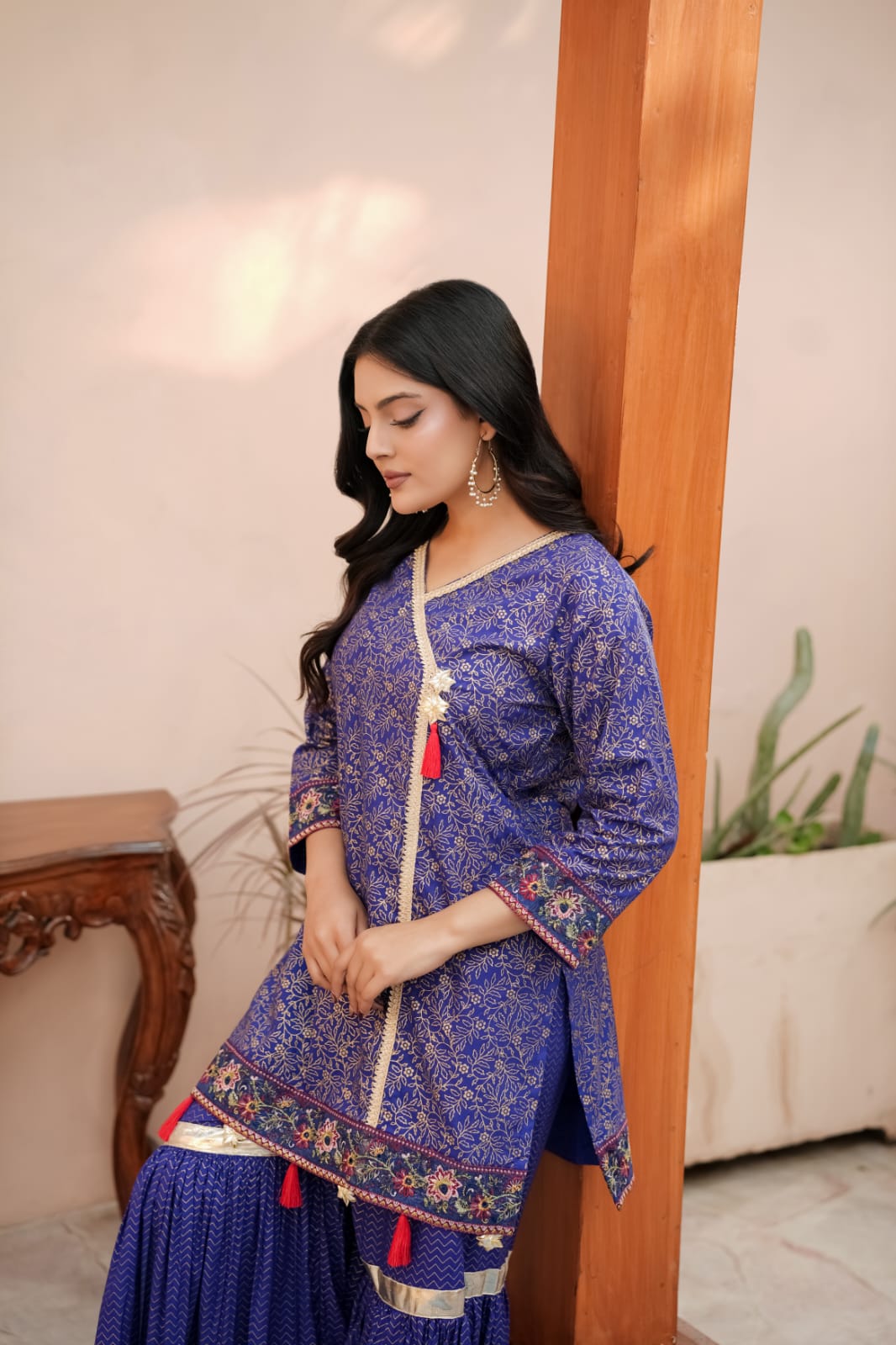 Banafshi Charm (A0009) - 2 Piece Block Printing Cotton Ensemble